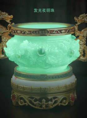 九龙聚宝盆发光夜明珠摆件送人礼品办公室客厅玄关开业工艺品礼物