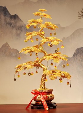 摇钱树金钱树发财树工艺品装饰店铺开业招财酒柜玄关高端