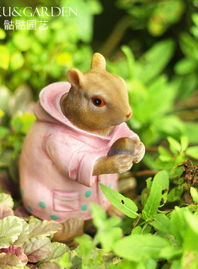 欧式庭院阳台园艺装饰工艺品家居摆设仿真树脂小松鼠