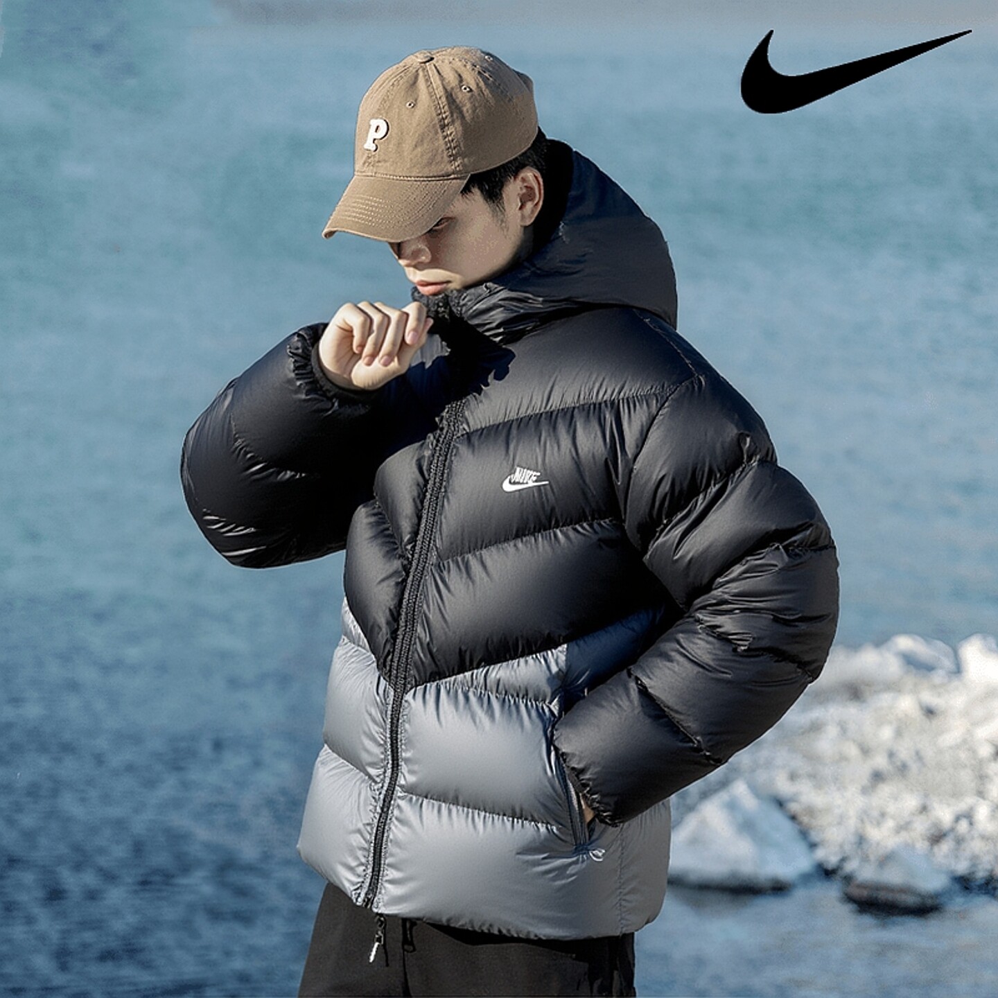 Nike耐克羽绒服冬季热销男装官方正品WINDRUNNER户外保暖连帽外套
