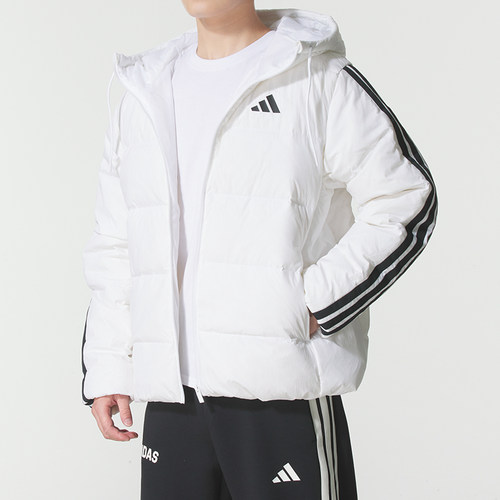 阿迪达斯（adidas）白色羽绒服男装冬季新款运动服男士短款轻薄保 - 图0