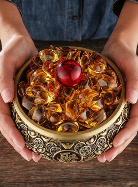 沈万三聚宝盆婚礼结婚用的金山银山金盆铜制金属纯铜八福开业摆件