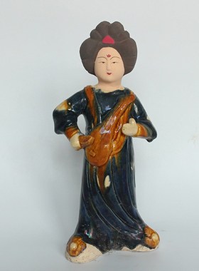 唐三彩陶瓷胖妞陶俑仿古家居装饰客厅书房古玩收藏电视柜仕女摆件