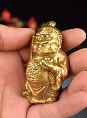 全铜实心天师钟馗把玩件招财武财神赵公明书房桌面案头兵人小