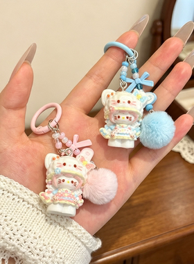 可爱立体蝴蝶结猫咪树脂挂件高颜值少女包包钥匙扣送闺蜜情侣礼物