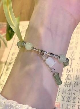 新中式铃兰花竹节手链女ins小众设计高颜值闺蜜手串时尚百搭手饰