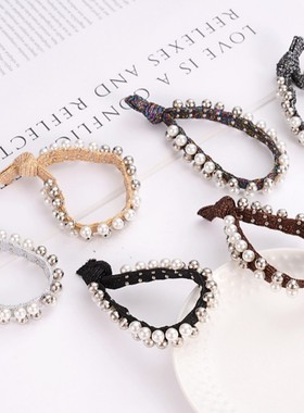 网红ins皮筋头绳钉珍珠金丝发绳扎头发手链丸子头发饰T