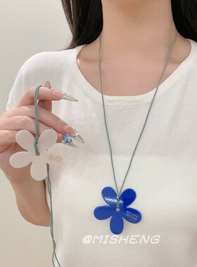 韩国ins风简约花朵吊坠项链辣妹
