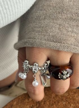 ins冷淡风戒指女ins小众球球手镯