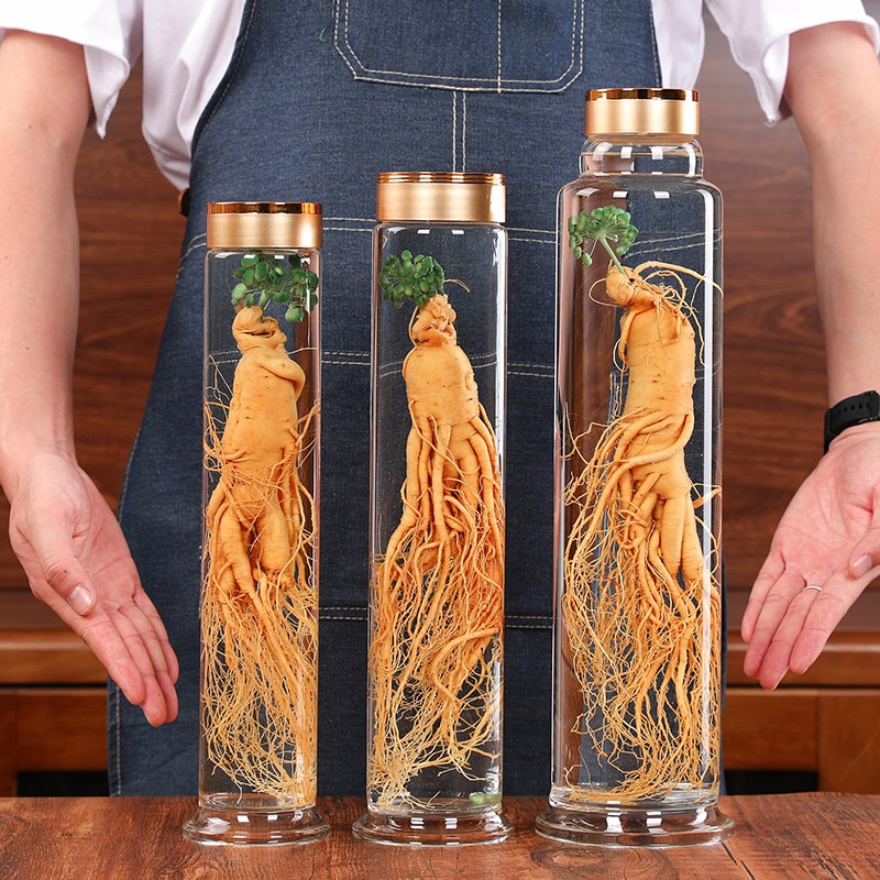 High-end sealed wine bottle, ginseng deer whip glass bottle, empty bottle, household Cistanche deserticola Cynomorium special medicinal wine bottle transparent
