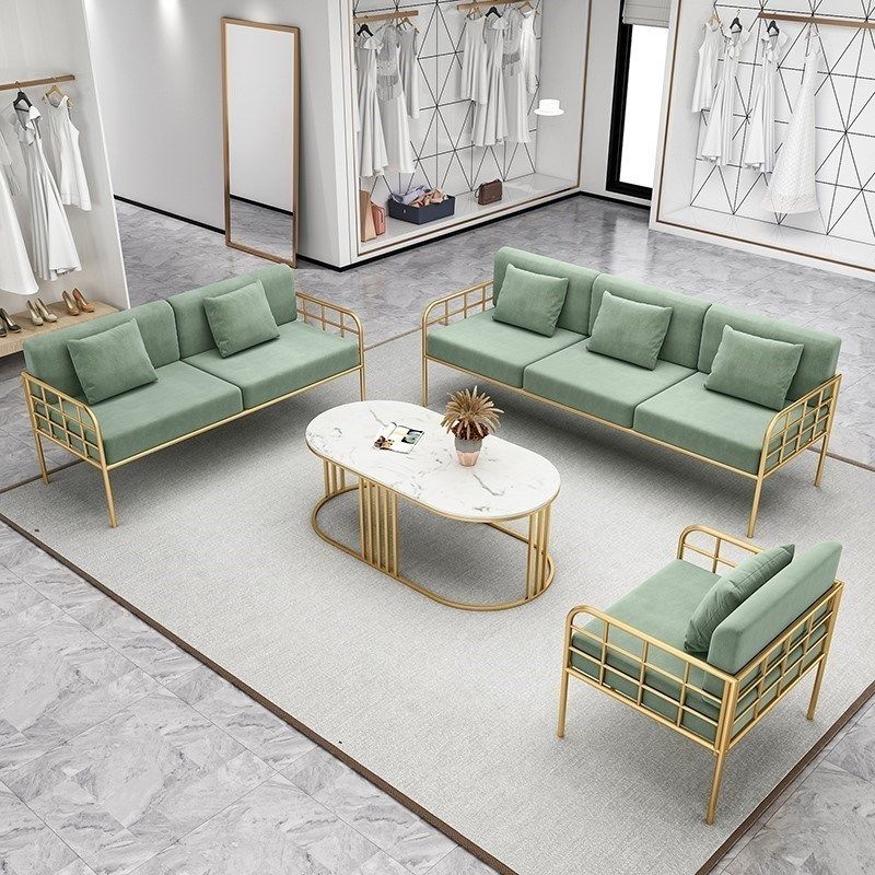 理发店沙发茶几网红款接待休息区铁艺小沙发北欧服装婚纱店美容院,淘宝优惠券,粉丝福利购,淘宝优惠卷