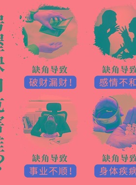 福图塔创意四大五行神兽金属贴房屋缺角补角招财纳福家居摆件墙贴