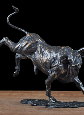 纯铜野牛摆件招财牛美式酒店别墅软装饰品客厅工艺品办公室艺术品