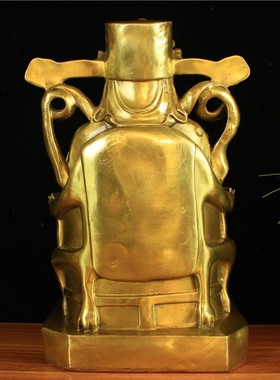 纯铜财神文财神黄铜财神爷摆件乔迁店铺人物客厅中式开业礼品招财