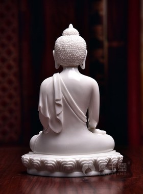 戴玉堂陶瓷小佛像摆件随身佛旅行出差随身携带释迦摩尼佛艺术装饰