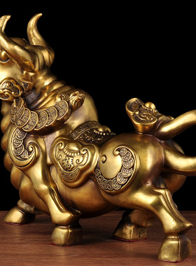 铜招财生肖牛摆件华尔街牛家居客厅书桌办公室装饰品店铺开业礼品