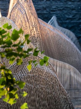 户外不锈钢假山雕塑创意金属庭院小区广场水池售楼部景观装饰摆件