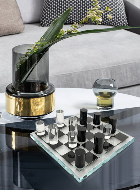 北欧轻奢大理石桌面棋盘摆件创意简约售楼处摆设茶几酒柜装饰品