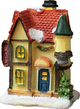 小别墅城堡雪景圣诞节日桌面微景观带灯发光店铺装饰品礼物摆件