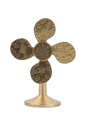 风生水起纯黄铜风车摆件招财进宝财源广进小风扇开运礼物工艺礼品