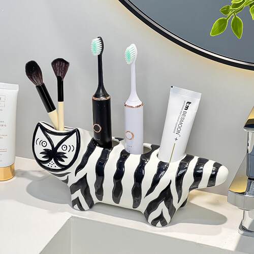 陶瓷抽象猫咪电动牙刷架家用卫生间牙刷置物架牙刷收纳架牙刷底座 - 图2