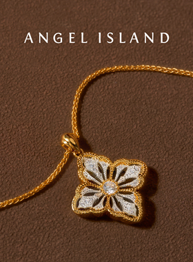 ANGEL ISLAND天使岛「Felina」镂空蕾丝柿蒂纹双色编织项链送礼物