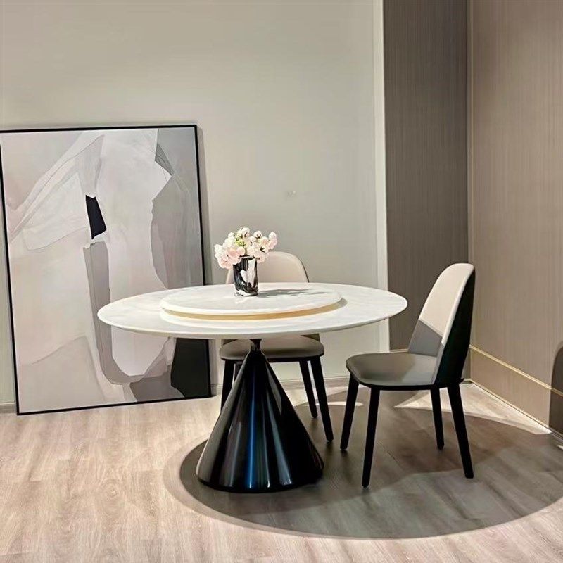 卡里冰玉天然奢石大理石餐桌椅组合圆形定制款高端奢石大户型圆桌,淘宝优惠券,粉丝福利购,淘宝优惠卷