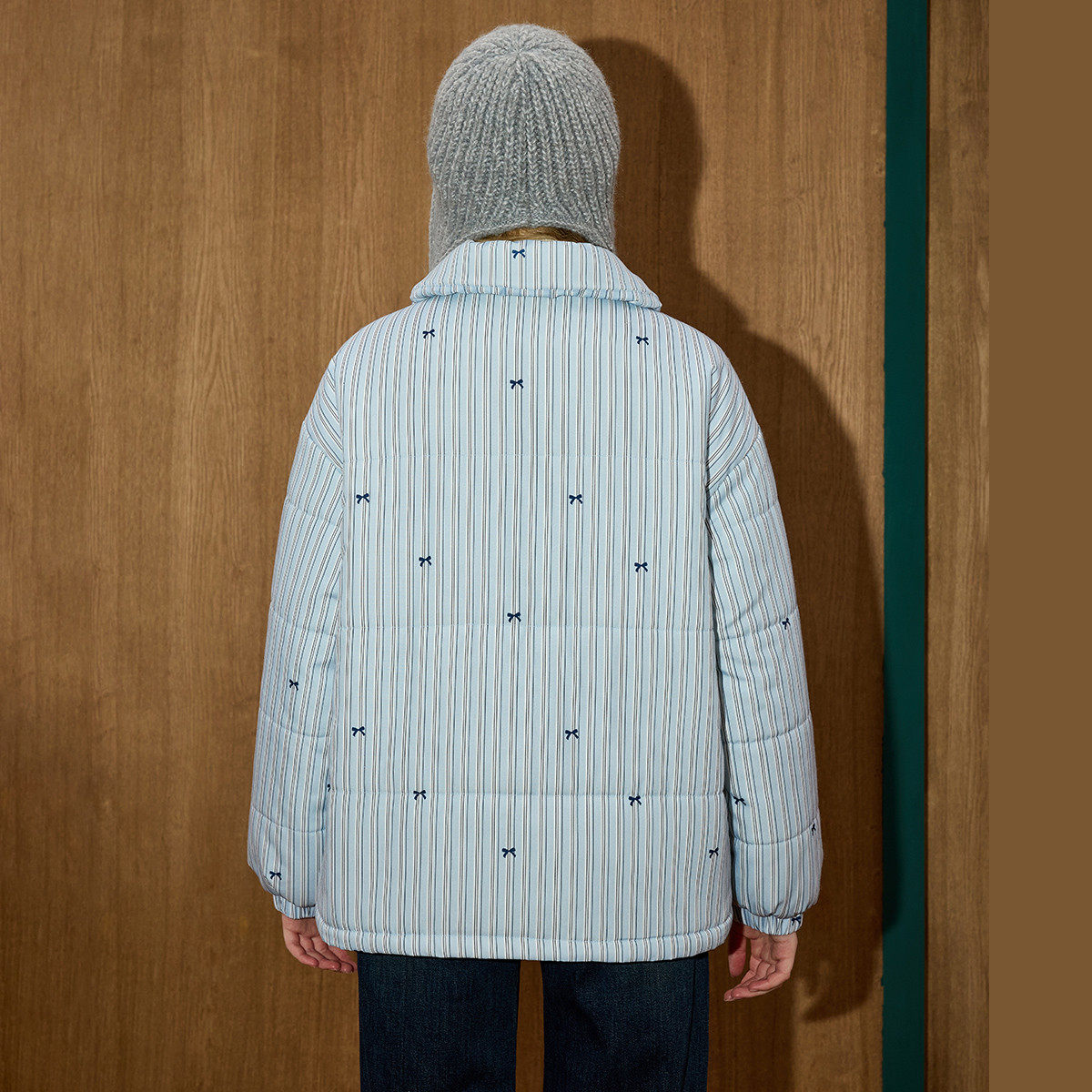 coolhut宽松休闲蝴蝶结竖条纹立领棉服加厚冬季女式棉衣外套,淘宝优惠券,粉丝福利购,淘宝优惠卷