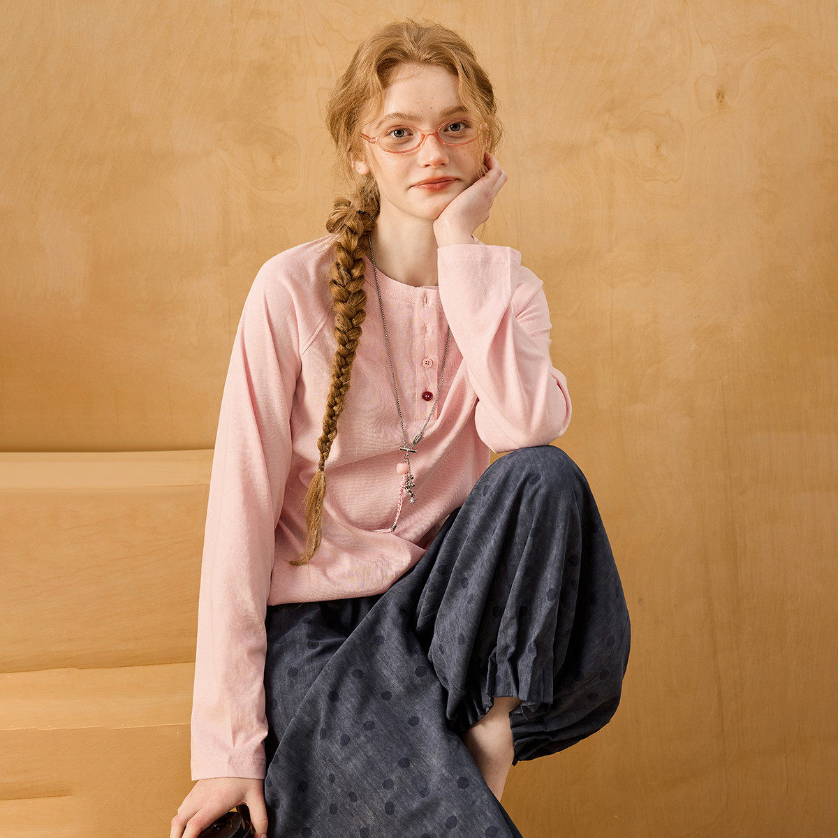 coolhut粉色休闲宽松百搭插肩袖圆领温柔少女舒适2026春季女士T恤,淘宝优惠券,粉丝福利购,淘宝优惠卷