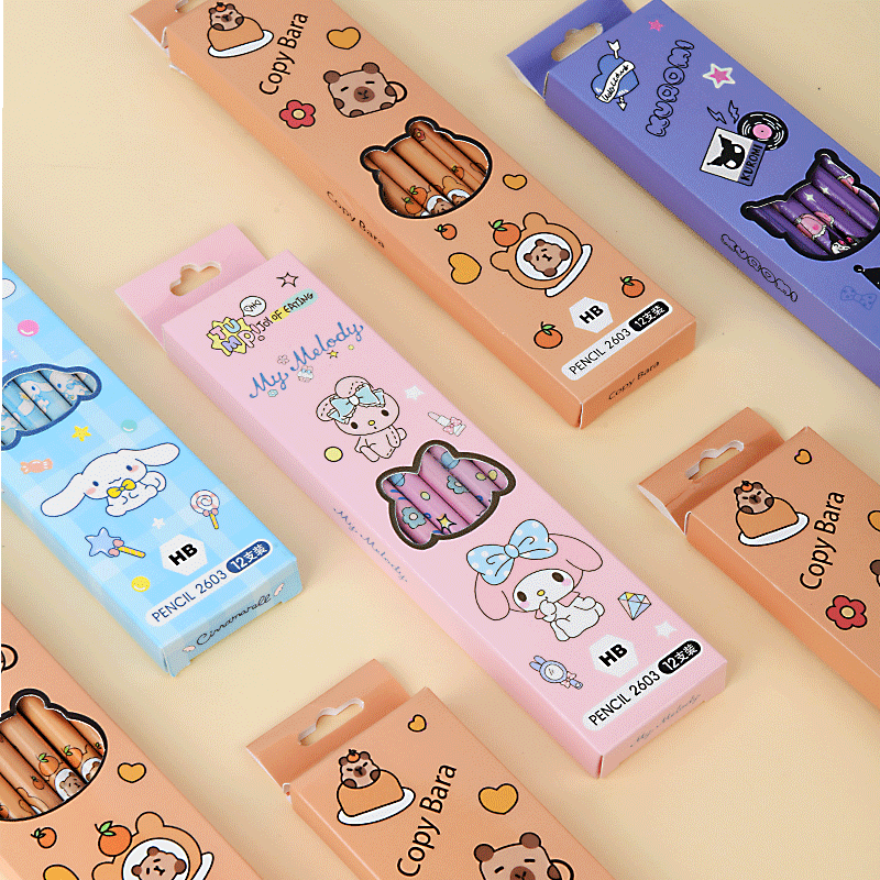 库洛米盒装HB铅笔高颜值卡通可爱小学生书写练字笔不易断素描铅笔,淘宝优惠券,粉丝福利购,淘宝优惠卷