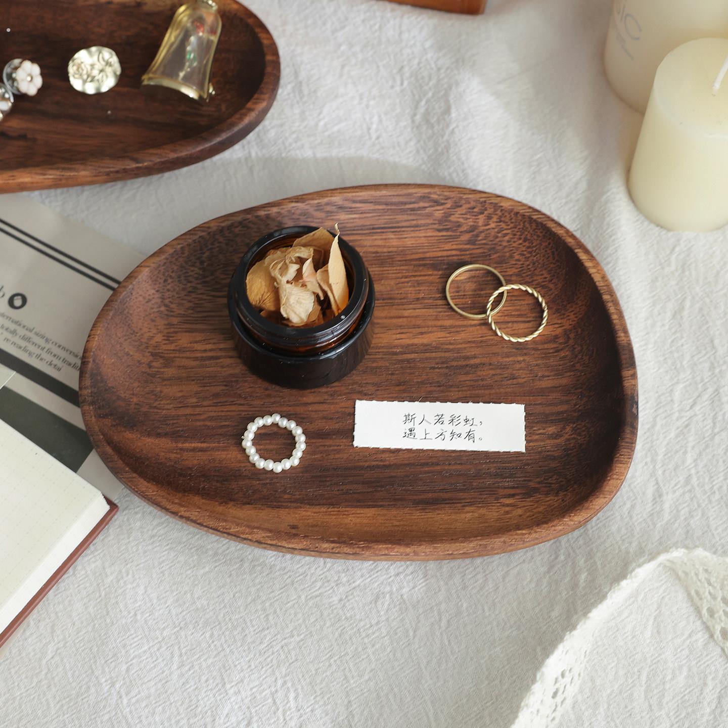 Lovely Days Japanese Irregular Walnut Storage Tray Desktop Jewelry Storage Tray Ring Jewelry Storage Tray