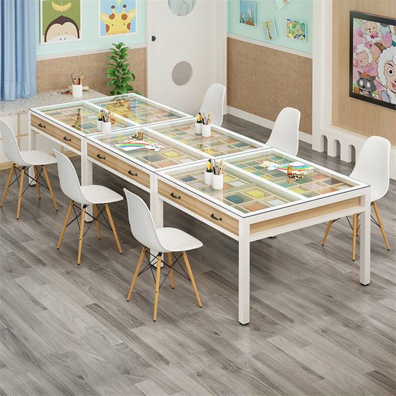 幼儿园美术桌绘画桌小生培训班桌椅少儿手工设计抽屉桌画室桌子,淘宝优惠券,粉丝福利购,淘宝优惠卷