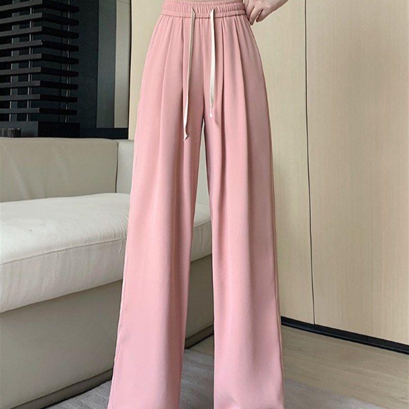 小吉家大码女装百搭抽绳松紧腰阔腿裤春装垂感西装裤显瘦长裤子,淘宝优惠券,粉丝福利购,淘宝优惠卷