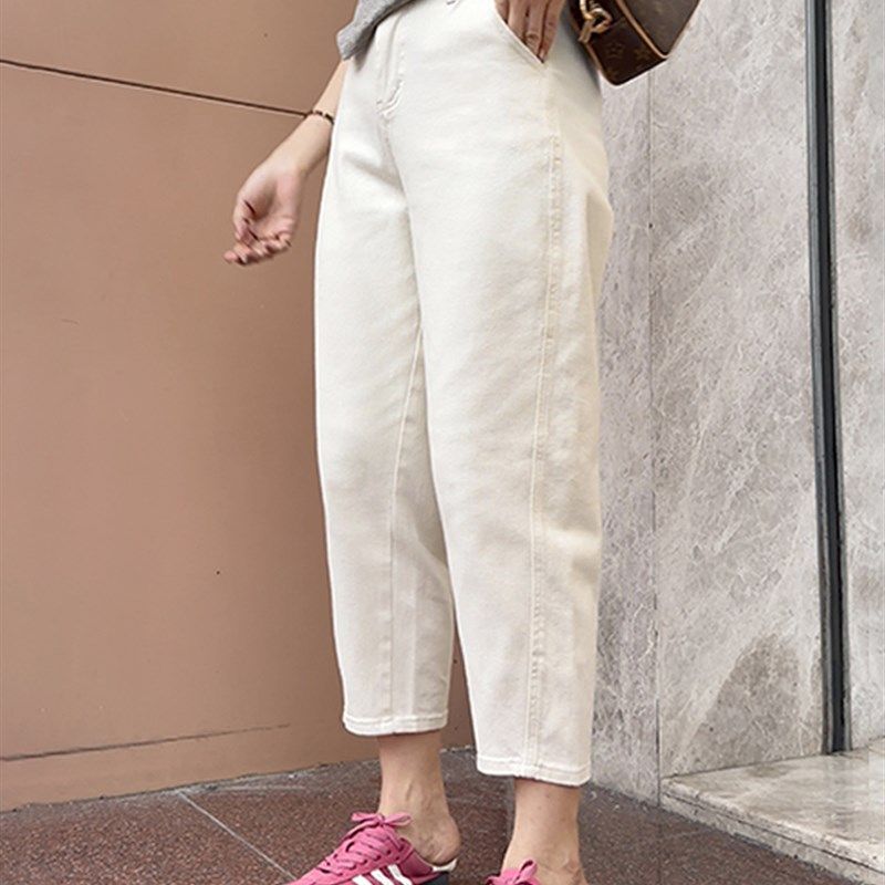 哈伦牛仔裤女大码梨型身材胖MM遮胯显瘦2024夏季新款百搭老爹裤子,淘宝优惠券,粉丝福利购,淘宝优惠卷