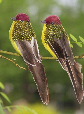 仿真泡沫羽毛麻雀小鸟摆件教学道具假鸟窝蛋巢田园林院手工装饰品