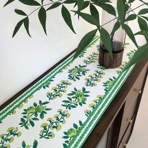 桌旗五斗柜盖巾电视柜茶几盖布复古玄关餐边柜绿色中式田园斗柜布 - 图1