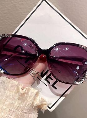 2024新款水钻偏光太阳镜防晒抗UV太阳眼镜个性女大脸显瘦镶钻