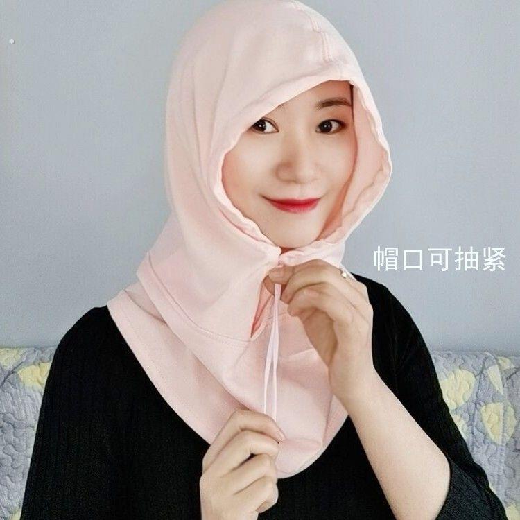 假领子女百搭护颈帽套头围脖连帽卫衣帽颈椎保暖脖套遮阳防晒防风 - 图3