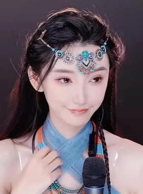 苗疆公主异域风额头炼发饰西域西双版纳汉服头饰耳环苗族旅游配饰