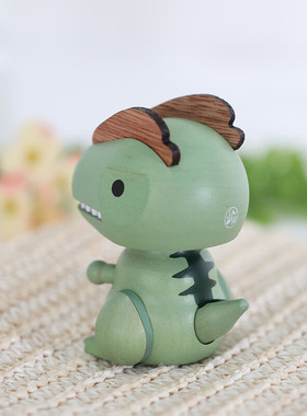 森活木趣车载摇头摆件中控台汽车车内饰品实木木质弹簧恐龙公仔
