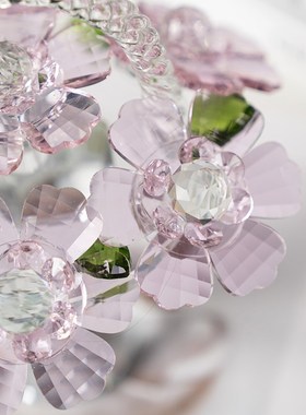 简约粉色水晶玄关工艺品创意客厅酒柜家居花篮装饰品礼品