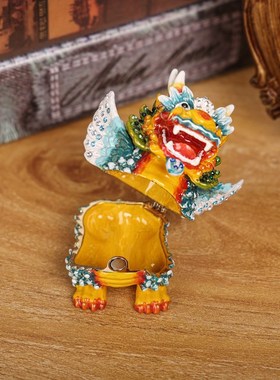 新年风水摆件珐琅彩麒麟家居装饰摆件招财神兽艺术收藏送领导长辈