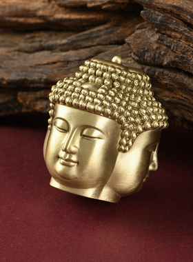 《三圣佛》纯铜藏地三相佛像手把件观音黄财神大黑天文玩镇纸摆件