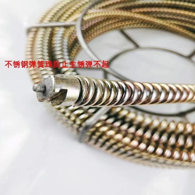 16mm管道疏通簧疏通机弹簧加粗加密镀锌防锈簧通下水道钢丝软轴 - 图2