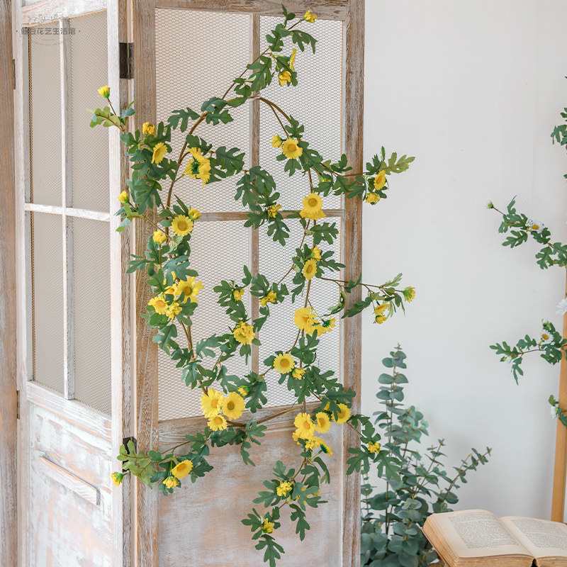 清新雏菊藤条挂壁藤蔓花卉花艺装饰室内吊篮仿真花墙挂花藤假花,淘宝优惠券,粉丝福利购,淘宝优惠卷