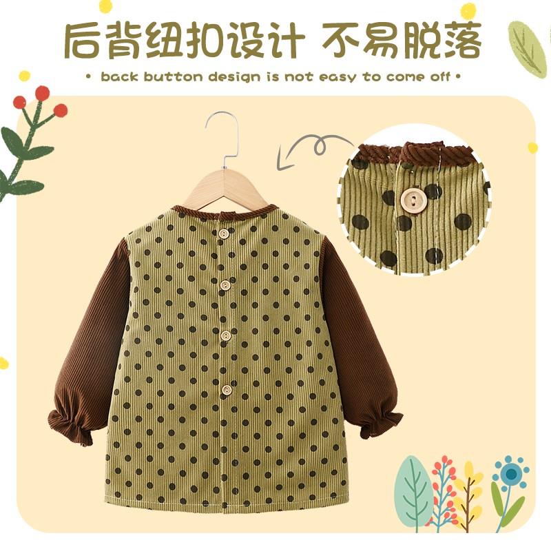 Baby eating coveralls women's bibs waterproof and anti-dirty 2025 new winter pure cotton children's baby food supplement long-sleeved protective clothing