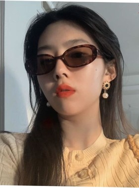 夏天防晒眼镜港风复古小椭圆墨镜欧美潮流ins网红