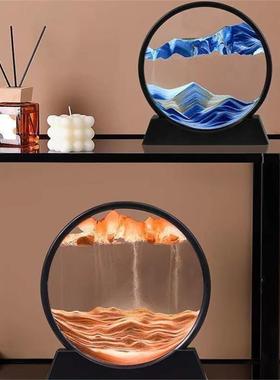 夜灯流沙画沙漏创意摆件办公室客厅电视柜轻奢家居装饰品生日礼物