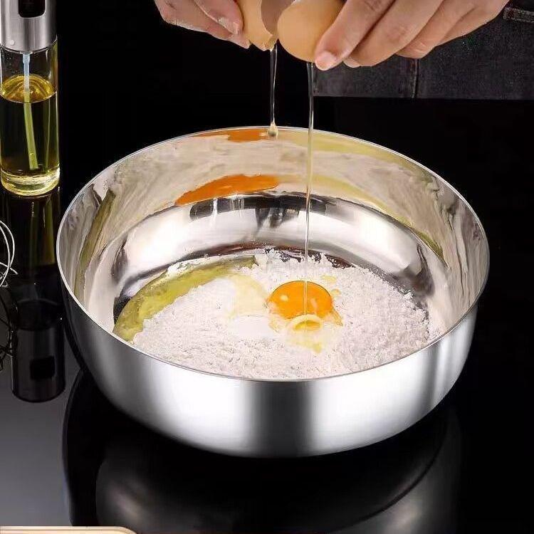 特厚不锈钢和面盆带盖家用厨房洗菜盆加厚汤锅火锅盆发面揉面盆 - 图0