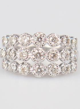 【自营】BRAND OFF中古95新复古群镶钻石戒指K18白金53号